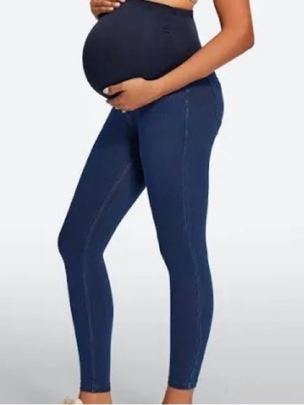 Maternity Dark Blue High-Rise Jeggings with Supportive Belly Panel size large